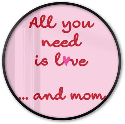 Poster in lijst Rond - Fotolijst 60x60 cm - Posters - Moeder - Love - Tekst - Rood - Ronde posterlijst zwart - Decoratie - Wanddecoratie woonkamer - Muurdecoratie slaapkamer