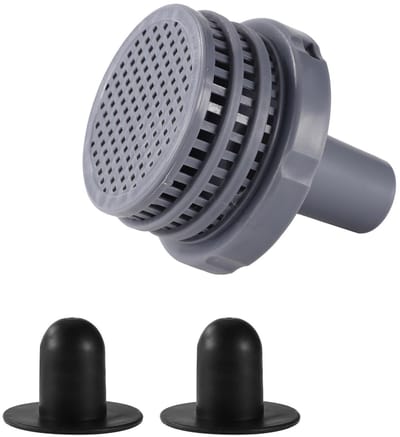 Dailygoods- Zwembad Connector Vervanging - Zwembad Jet Connector - Inclusief 2x Gatpluggen - Kunststof - Filterconnector 9,7x8,8cm - Grijs