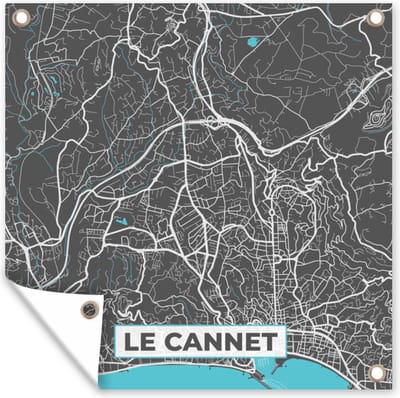 Tuin poster Frankrijk - Stadskaart - Le Cannet - Frankijk - Plattegrond - Kaart - 200x200 cm - Tuindoek