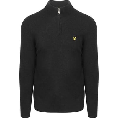 Lyle & Scott Half Zip Pullover Lamswol Zwart - Maat XXL - Heren - Quarter zip
