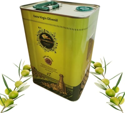 Elea Minon extra vierge olijfolie, 100% puur natuurlijk, eerste koudgeperste olijfolie van het Griekse eiland Kreta, premium kwaliteit, fruitig mild, metalen bus (3L)