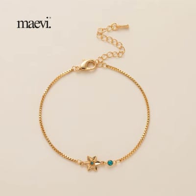 Maevi® Armband - Geboortebloem & Geboortesteen - Maand: Maart - Kleur: Goud - Hoge Kwaliteit - Luxe Armband - Kraamcadeau / Geboorte Cadeau / Verjaardag Cadeau - RVS / Roestvrijstaal - Verkleurt Niet - Armband / Bracelet - Inclusief Kado Verpakking