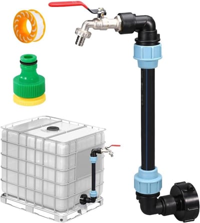 Zwanenhals uitloopkraan 3/4 inch voor IBC tank - messing kraan, regenwatertank accessoires