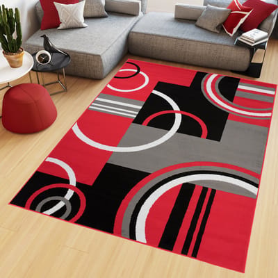 Tapiso Maya Vloerkleed Rood Grijs Woonkamer Tapijt Maat- 120x170
