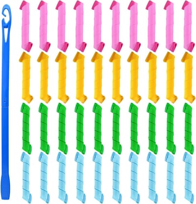 40 Stuks Magische Haarrollers voor Spiralen, Krullen en Styling zonder Hitte, Geschikt voor Alle Haartypes en Lengtes, 30 cm/12 inch