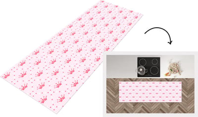 Keukenloper - Loper keuken - Kroon - Patroon - Roze - 150x50 cm - Keukenloper vinyl