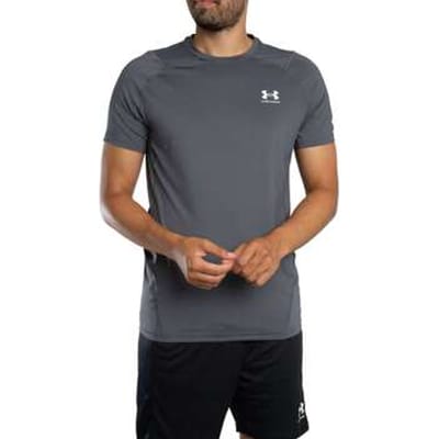 Under Armour UA HG Armour Fitted SS-GRY Heren Sportshirt - Castlerock - Wit