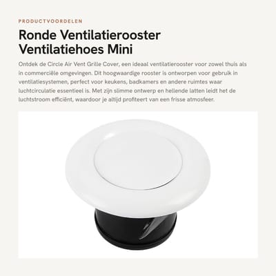 Dailygoods- Ventilatierooster Ronde Vorm - Ventilatierooster Wit - Ventilatiehoes - Mini ABS Plastic - 75 mm Disc - Geschikt voor Keuken/Badkamer - Ventilatiekap