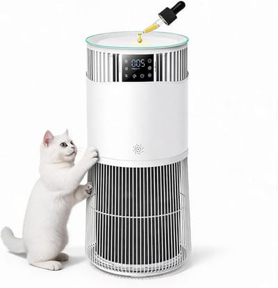 Luchtreiniger met H13 HEPA-Filter & Luchtkwaliteitssensor - Slaapmodus (24 dB) met Aromatherapie - Tegen Allergieën, Hooikoorts, Stof & Geurtjes - Kinderslot - Wit