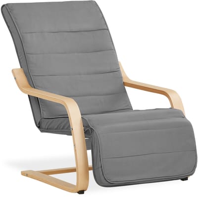 Homestyle4u Schommelstoel - Relaxfauteuil - Fauteuils - met voetensteun - Grijs