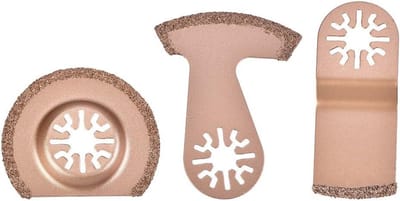 Cocoplus -Multitool zaagblad - universeel - oscillatie - hardmetalen - vloeren - tegelvoegmortel - beton - 3-delig segment - geschikt voor multitools - grijs oscillerend zaagblad.
