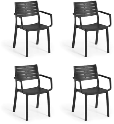 Keter Metaline tuinstoel - 4 stuks - 53,3x60,2x81,3 cm - Antraciet