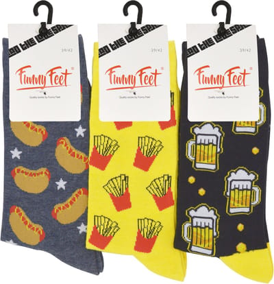 Funny Feet socks - Happy kousen - cadeau - grappige sokken - 3 paar - Maat 39/42