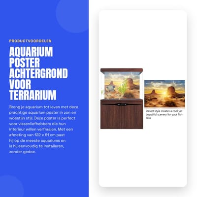 Dailygoods- Aquarium Poster - Zon/Woestijn Stijl - Achtergrond Poster - Dikker PVC - Zelfklevend - Eenvoudig te installeren (122 x 61 cm)