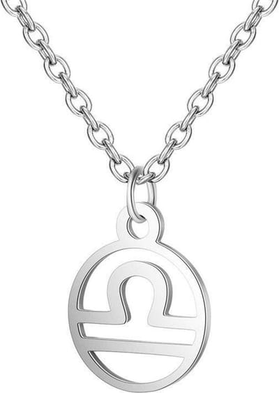 24/7 Jewelry Collection Weegschaal Ketting - Cirkel - Sterrenbeeld - Horoscoop - Zilverkleurig