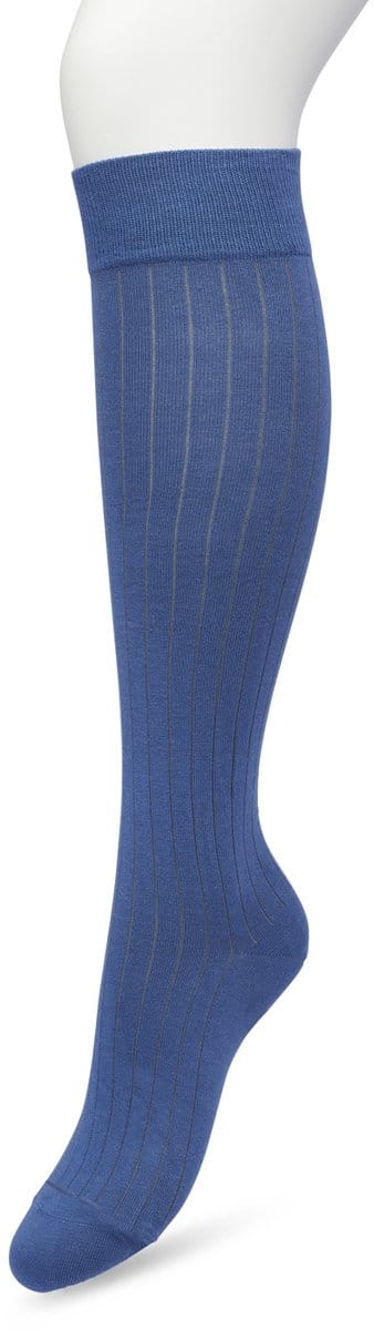 Bonnie Doon Bio Rib Kniekousen Dames Blauw maat 36/42 - Klassiek Rib patroon - Biologisch Katoen - Ultiem comfort - Rib Knee High - OEKO-TEX - Gladde Naden - Duurzaam Huidvriendelijk Bio Katoen - Moonlight Blue - BP221414.288