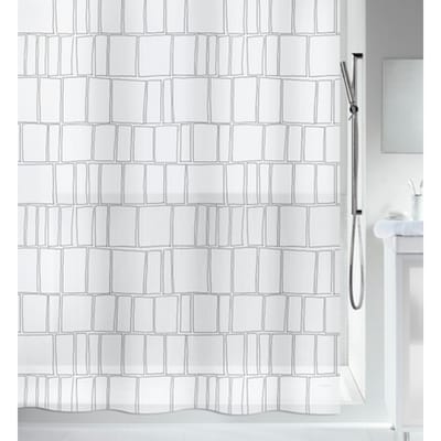 Spirella Douchegordijn Zwart Wit – Geometrisch Design – Waterdicht Douchegordijn voor een Stijlvolle Badkamer