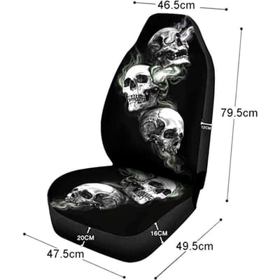 Housses de siège auto imperméables et respirantes motif squelette d'Halloween, compatibles avec noir