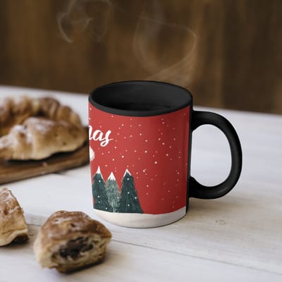 Magische Mok - Foto op Warmte Mokken - Koffiemok - Kerstgroet - Sneeuw - Rood - Magic Mok - Beker - 350 ML - Theemok