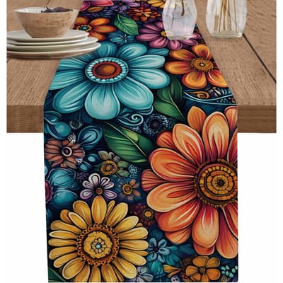 Boheemse Bloemen Linnen Tafel Runner Commode Sjaal Decor Herbruikbaar Boerderij Keuken Eettafel Runner Vakantiefeest Decor 150x33cm
