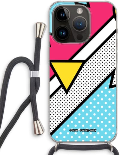 Case Company® - Hoesje met koord geschikt voor iPhone 14 Pro hoesje met Koord - Pop Art #3 - Telefoonhoesje met Zwart Koord - Bescherming aan alle Kanten en Over de Schermrand