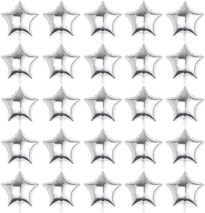 Dailygoods- Sterballonnen 25 stuks - Aluminiumfolie - Zilver - Feestdecoratie - 60 cm - Robuust en duurzaam - Feestballonnen