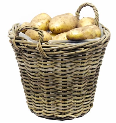 Van der Leeden Aardappelmand met hengsels - rotan gevlochten - D30 x H23 cm - aardappel mand - opbergen