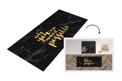 Keukenloper - Loper keuken - Quote - Zelfvertrouwen - Goud - Marmer - 120x50 cm - Keukenloper vinyl
