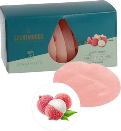 Scentmoods Freesia Lychee Geurchips - Geurblokjes - Huisparfum - Geurchips - Waxmelts - Geschikt voor Geurbrander en Waxbrander - 12 Stuks