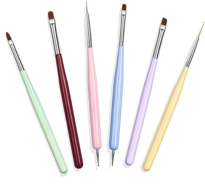 Set van 6 Nailart Liner Penselen voor Nail Design en DIY Manicure met Acryl en Gel Polish