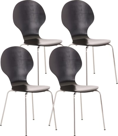 CLP Diego Set van 4 stapelstoelen Hout/zwart