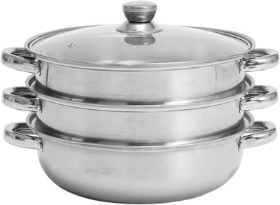 Stoomkoker Roestvrij Staal - Stoompan Soepkoker - Grote Maaltijden Bereiden - Verdikt Bodemontwerp - 58 liter - Zilverkleurig