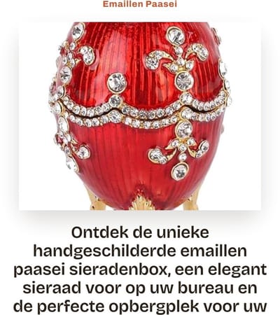 Dailygoods- Sieradenbox Uniek - Juwelenkistje - Eieren Doosje - Decoratie - Opbergdoos - Hoogwaardige Metaal - 5 x 9.5 cm - Juwelendoos