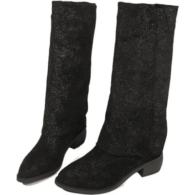 Chaussures Grande Taille Femme Bottes Montantes Femme Élégantes Modernes Bottes Femme Couture Bout Pointu Talon Moyen Slip on Chaussures Dame 41 black