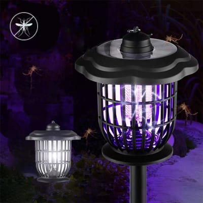 SnelShoppen - LED Outdoor Solar Mosquito Killer Lamp | Oplaadbare Witte en UV Combinatie | Insectenbestrijding voor Tuin, Camping en Buiten | Multi Fu