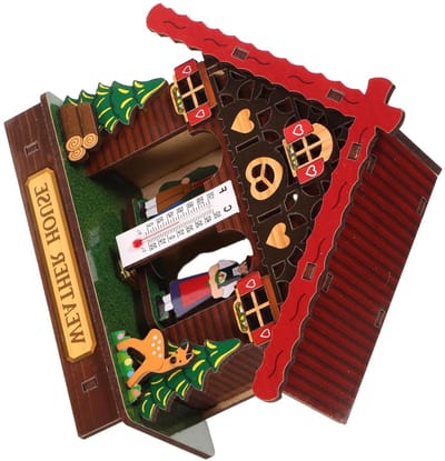 Weerhuisje Barometer - Weerstation Hygrometer - Binnen Klimaat - 3-in-1 Meting - 15 cm - Multicolor