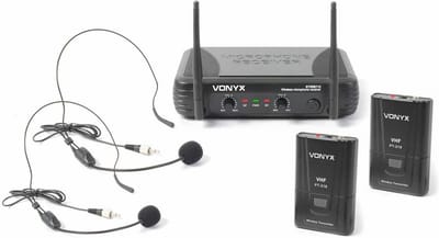 Draadloze Microfoonset - VHF Systeem - Muziek Presentaties - Dubbel Kanaal - 2 Headsets - Zwart