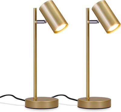 Glitzerlife - Tafellamp Bureaulamp -2 stuks Nachtlampje - 350° draaibaar 90° kantelbaar - GU10 leeslamp - metalen design - modern slaapkamer bureau lamp - Ø12cm - Goudkleurig