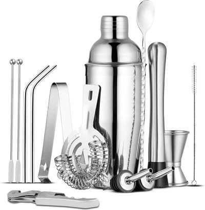 Cocktailset 750 ml professionele roestvrijstalen barkeeperset - 14-delig - ideale cocktailgeschenken - bargereedschap voor drankmixing