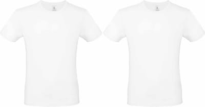 Set van 3x stuks wit basic t-shirt met ronde hals voor heren - katoen - 145 grams - witte shirts / kleding, maat: S (48)
