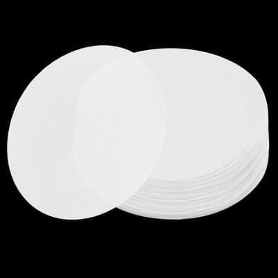Pack van 200 ronde filterpapieren voor laboratoria, wit, 11 cm diameter, geschikt voor chemische analyses en filtratie, medium volumestroom 15-20 µm