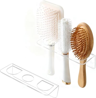Praktische 2-delige opbergrek voor kammen, wandmontage badkameraccessoire, acryl organizer voor haardrogers en haarborstels