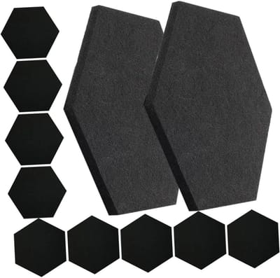Allecto Plus - Geluidsisolatieplaten Zeskantig voor Prikbord | Akoestische en Geluidsabsorberende Tegels | Geluidsdichte Gaming Setup | Geluidsreducerende Polyester Platen - 12 Stuks