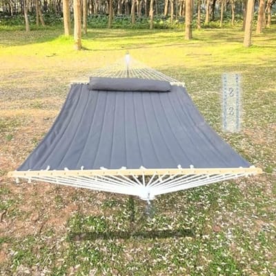 Dubbele hangmat - Gewatteerde stof - Buiten ontspannen - Langer stabieler - 3.6 x 1.4 meter - Nacht