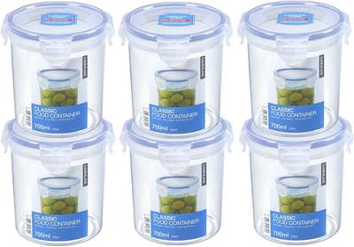 Ronde voedingsdoos set van 6 - 700 ml - met 4-voudige kliksluiting - lucht- en waterdicht