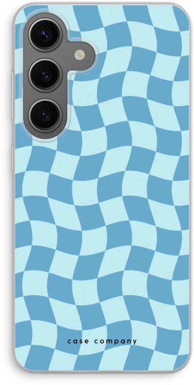 Case Company® - Hoesje geschikt voor Samsung Galaxy S24 hoesje - Grid Blauw - Soft Cover Telefoonhoesje - Bescherming aan alle Kanten en Schermrand
