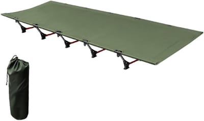 Camping Veldbed - Outdoor Bed - Kamperen En Relaxen - Lichtgewicht Aluminium Frame - 65x16 cm - Legergroen