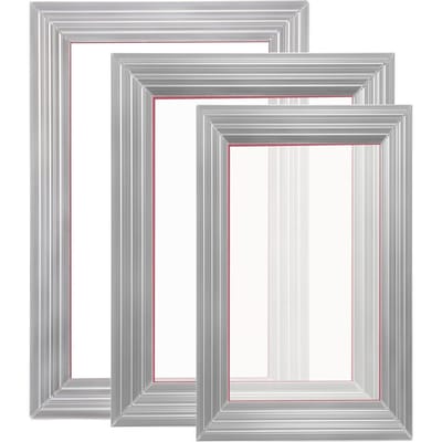 Kit de Sérigraphie, 3 Pièces Cadres de Sérigraphie en Aluminium 6x10/8x12/10x14 pouces Maille 110 Count, 5 Poudres à Paillettes et Raclettes de Sérigraphie et