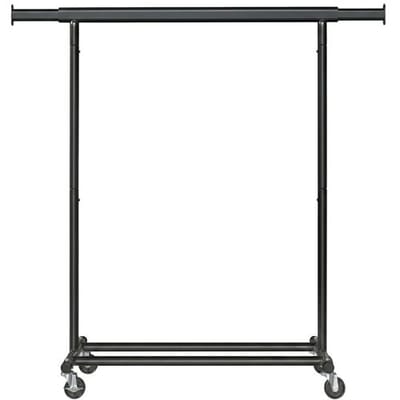 Ochama Kledingrek op Wielen, Stevige Kledingstang, 45 x (92-132) x 161,5 cm, met Uitschuifbare Hangstang, 100 kg Draagvermogen, Draagbaar, Zwart