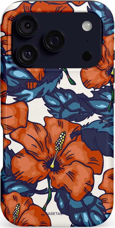 Casetastic hoesje geschikt voor Apple iPhone 17 Pro - MagSafe - Dubbellaagse bescherming - Exotische paradijs - Fashion Case - Terracotta Donkerblauw Crème